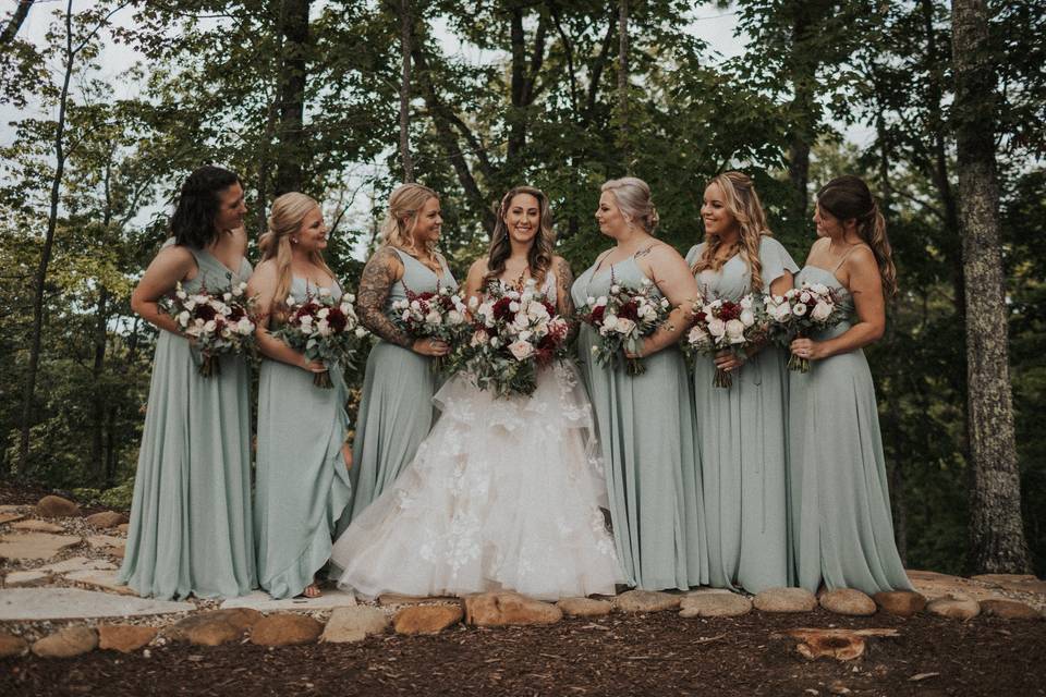 Bride with bridesmaids