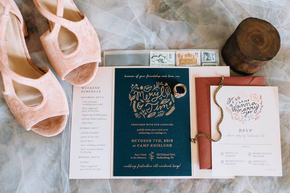 Wedding invitation spread