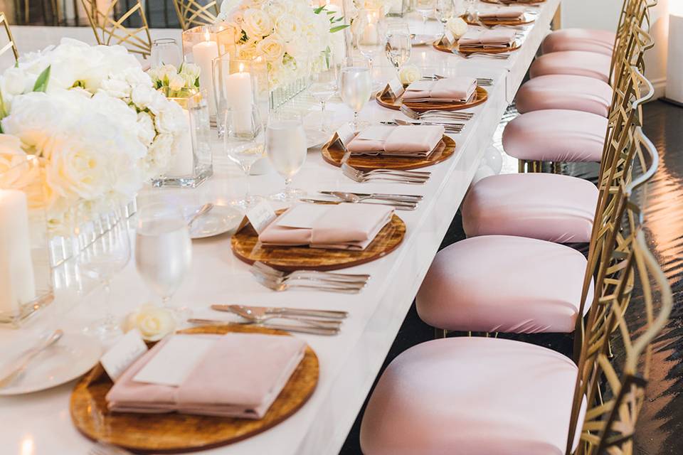 Pink Velvet Chair Reception