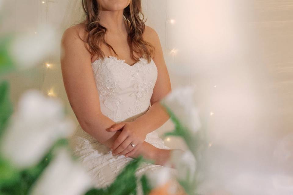 Bride and flowers