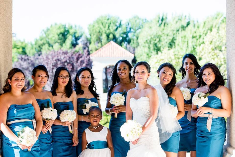 The bride with her bridesmaids