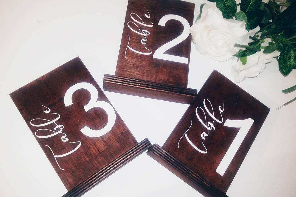 Wooden table numbers