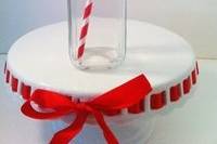 Retro Paper Straws, ribbon cake plate, french square milk bottle