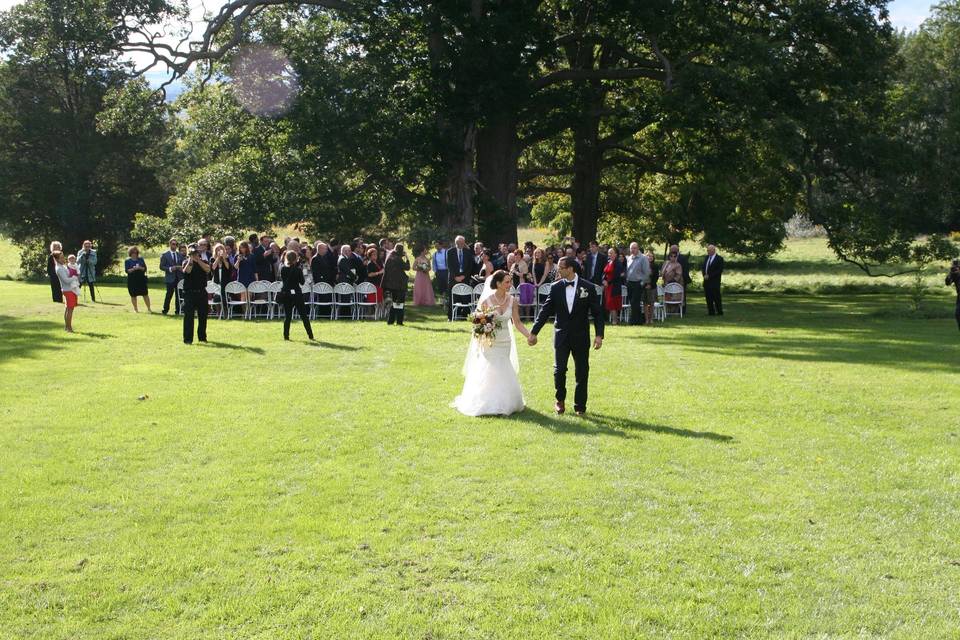 Couple outside the manor