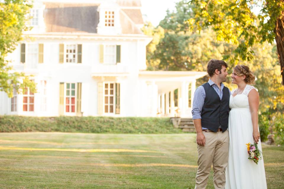 Couple outside the manor