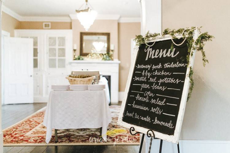 Sample chalkboard menu