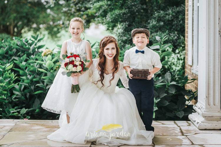 Bride with the flower girl and the ring bearer