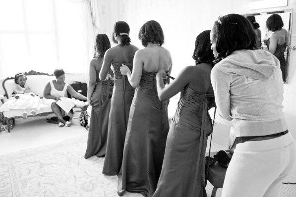 The bride with her bridesmaids