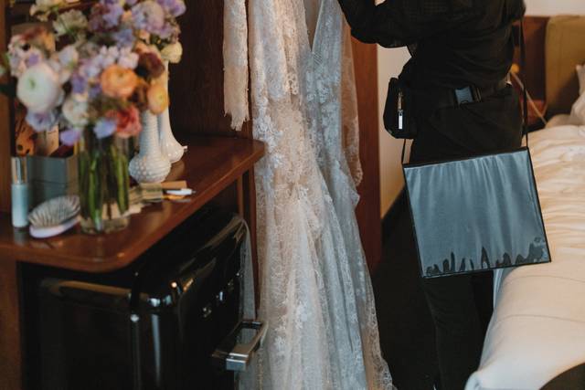Prepping the gown