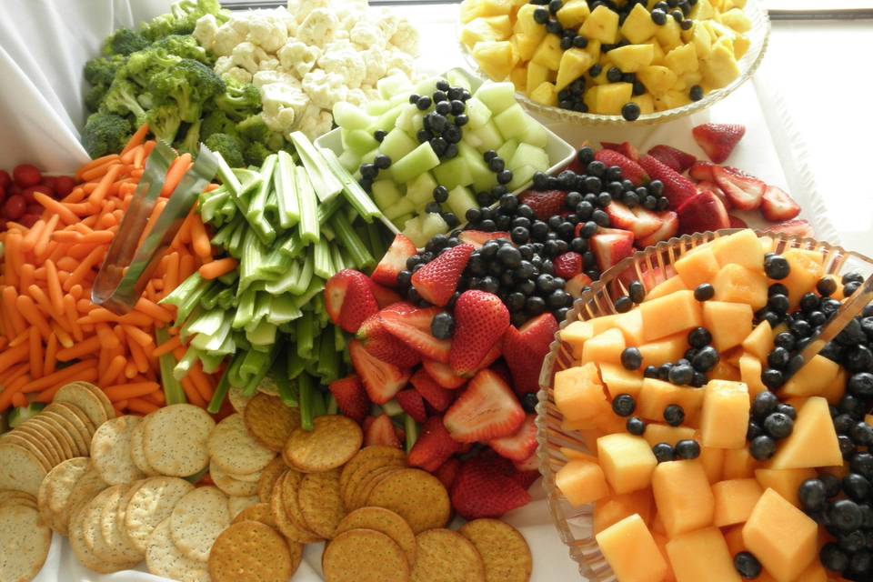 Fruit cheese & vegetable display