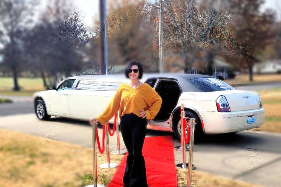 Red carpet and limo