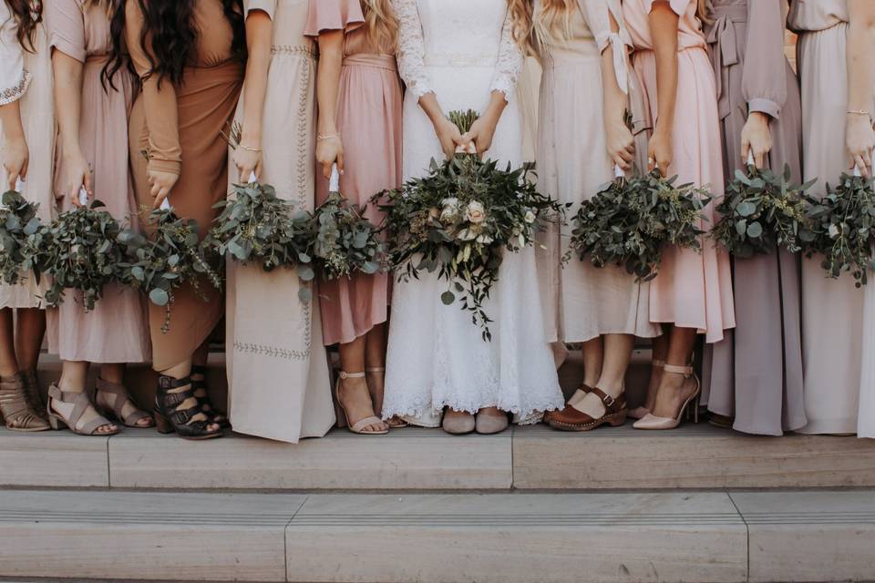 Bride and bridesmaids bouquets