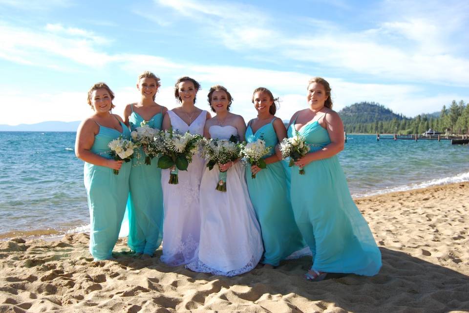 Twin wedding by Lake Tahoe