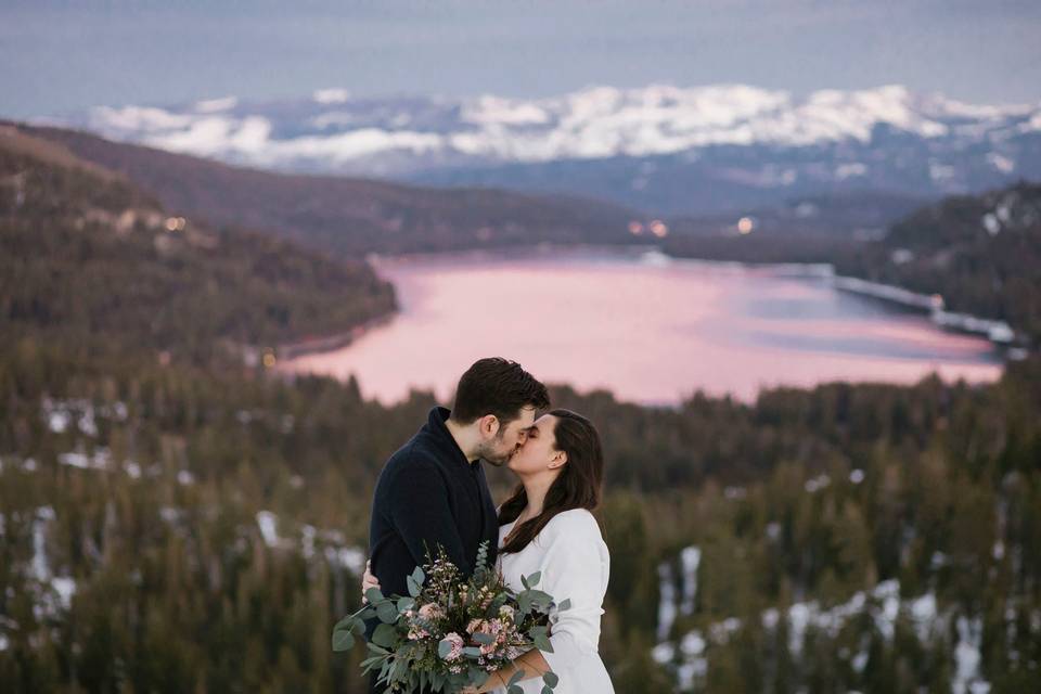 Winter adventure elopement