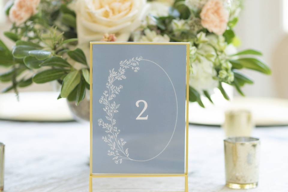 Dusty Blue Table Numbers