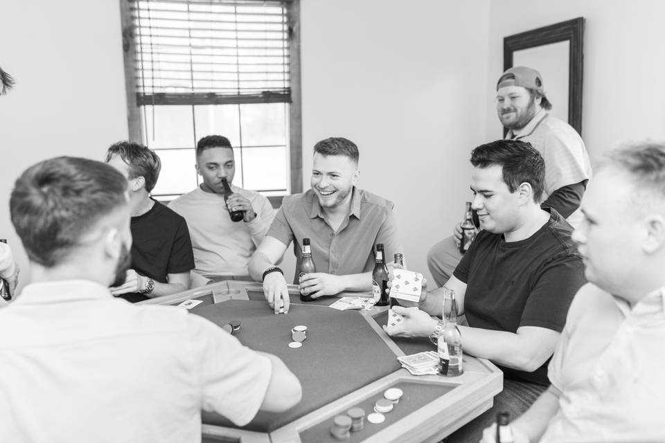Groomsmen Playing Poker