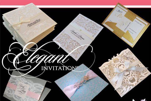 Elegant wedding invitations with without a particular wedding theme. Featuring simple or sophisticated embellishments.