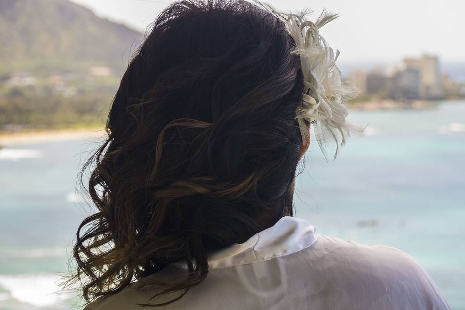 Bride admiring the ocean