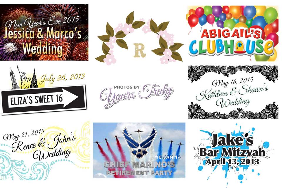 Our graphic design team will match your photostrip header to your invitations or create a custom graphic.