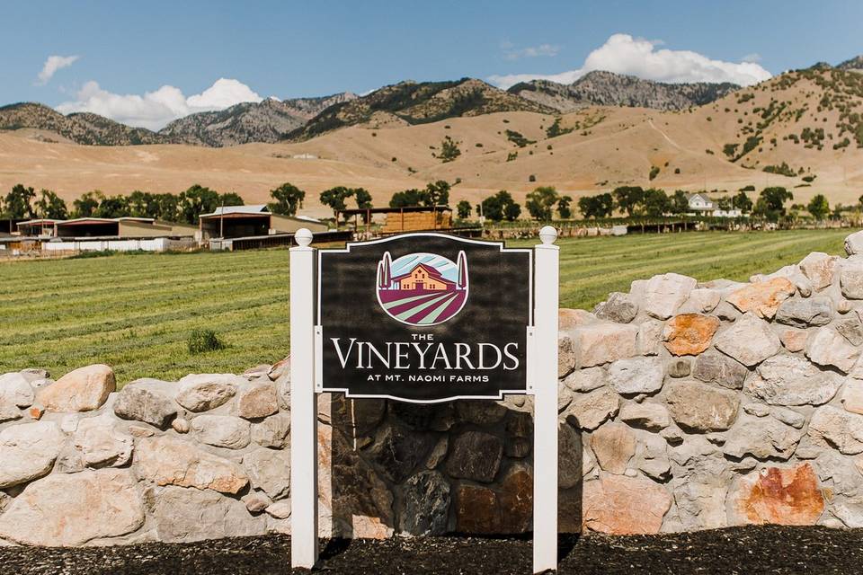 The Vvneyards sign at entrance
