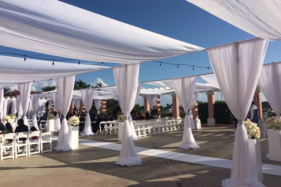 White sheer draping