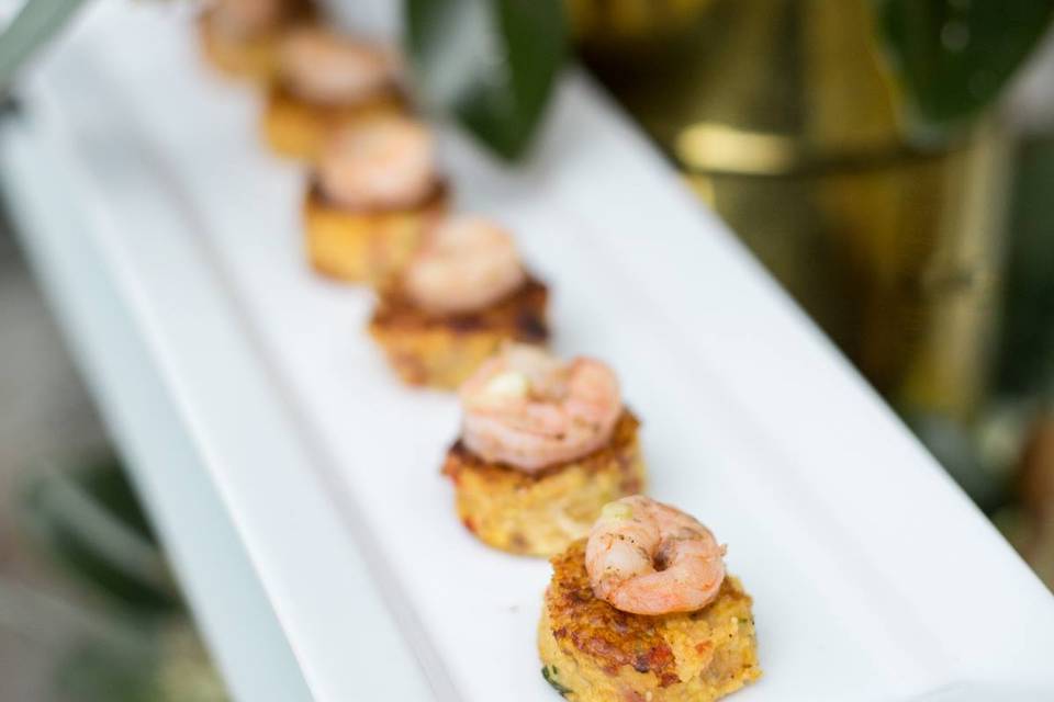 Shrimp on Grit cakes