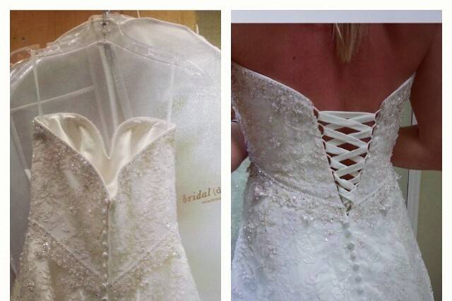 Our talented bridal alterations take care our brides after the dress purchases. The one changed zipper back to a corset back. See more work done at http://bridaldesigns.com/Alterations.htm