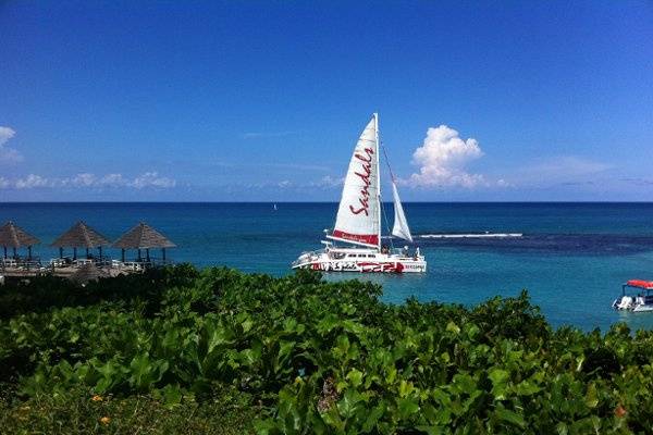 Sandals catamaran in Jamaica, great place for a rehearsal dinner or floating reception