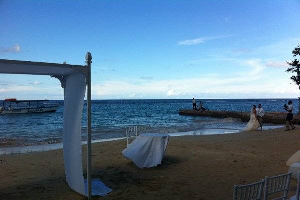Beach wedding setup in Jamaica