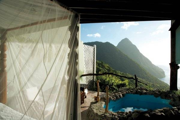 Private infinity pool with stunning views of the Pitons in St. Lucia