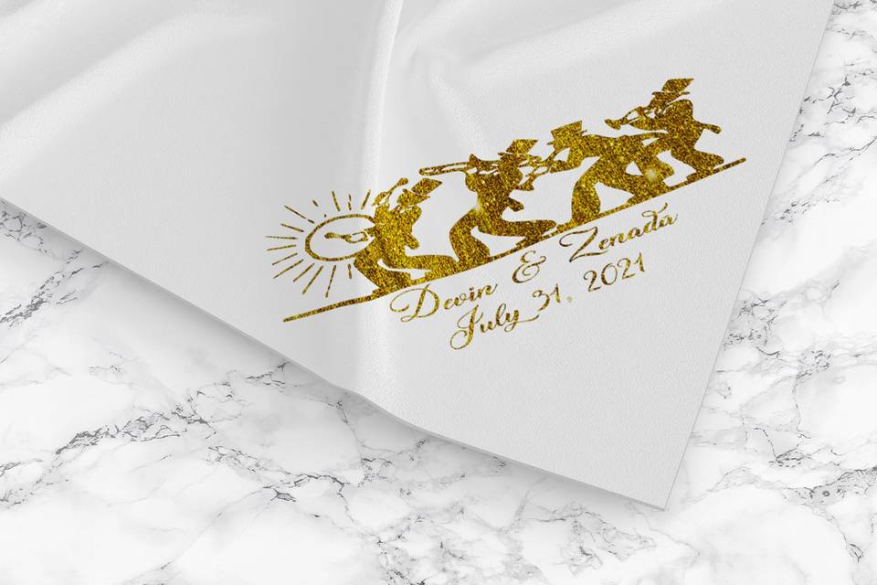 Handkerchief with gold design