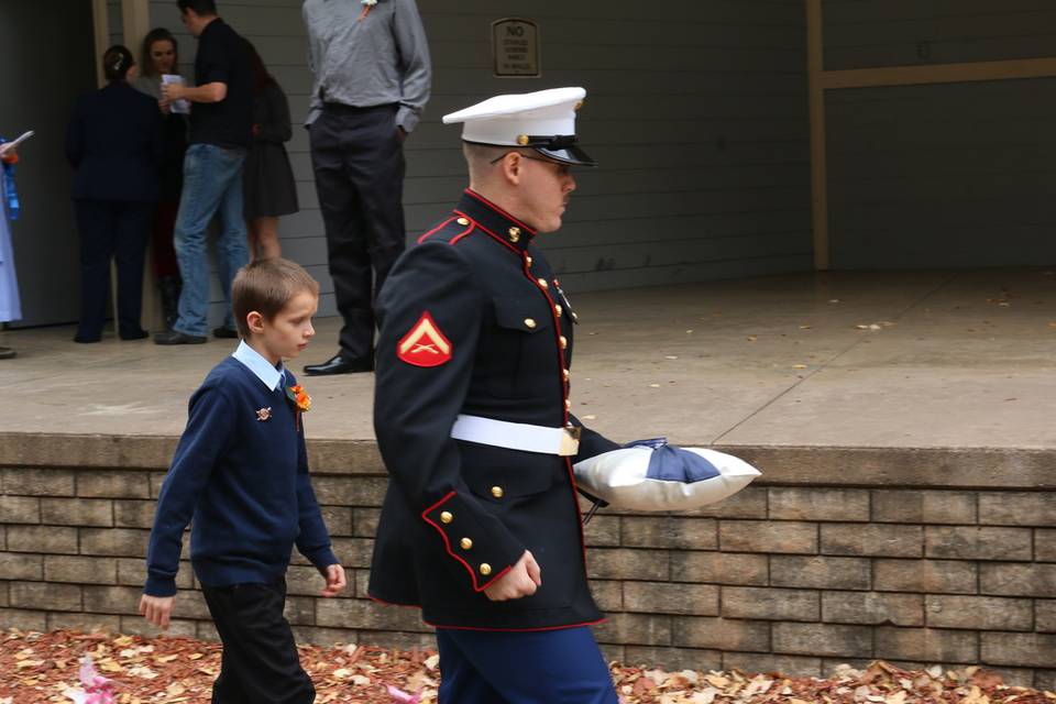 Uniformed wedding party