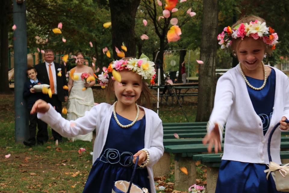 Tossing flowers