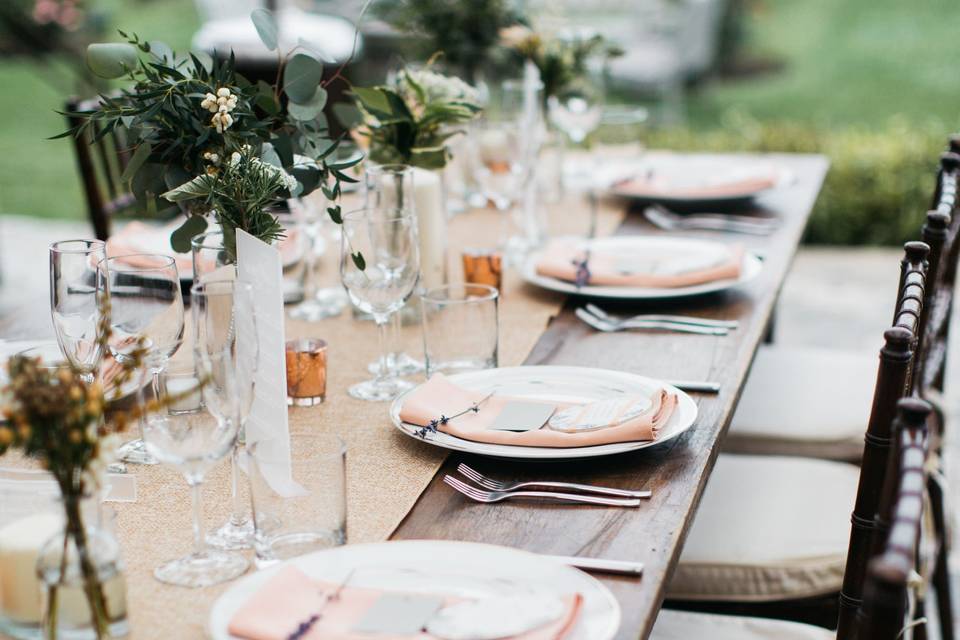 Wooden table setup