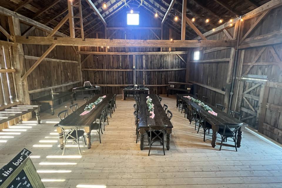 Inside barn