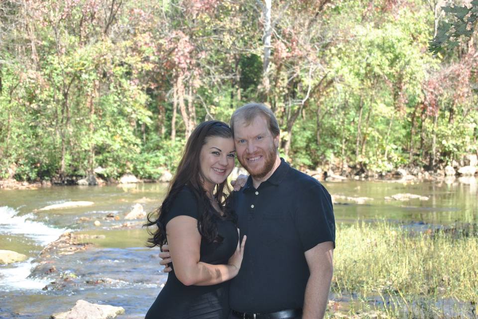 Smiling newlyweds