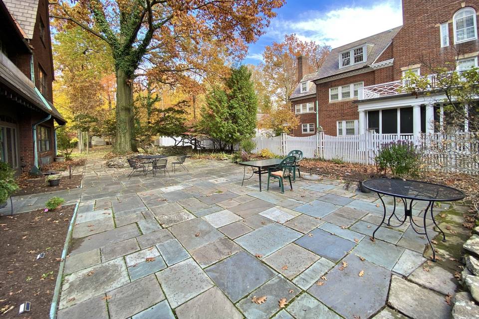 Stone patio in the fall
