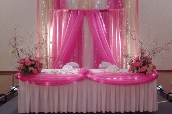 Bride and Grooms Table at Wedding Reception