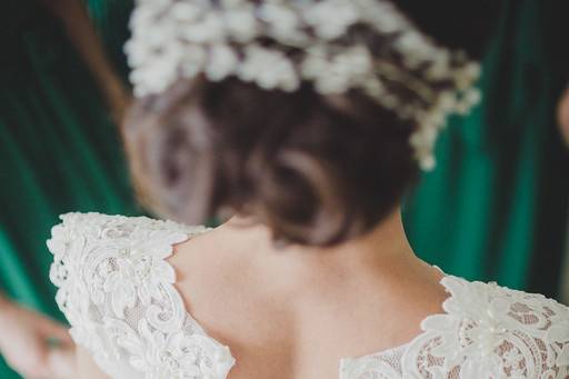 Bride in her wedding gown