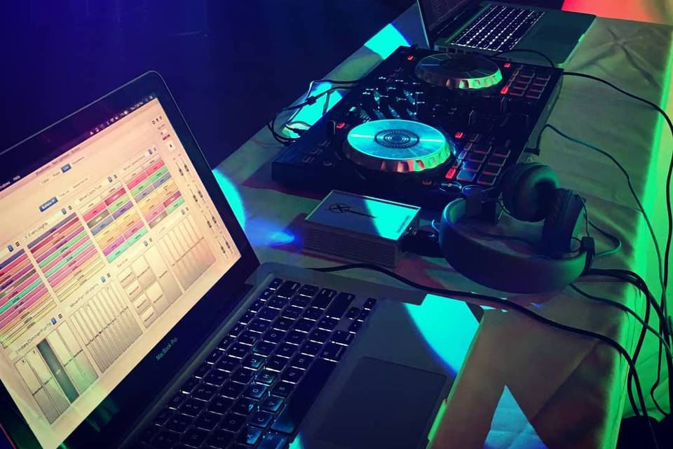 DJ decks and lights