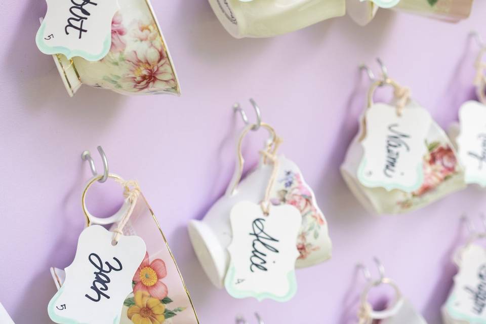 Tea Party Wedding Escort Cards