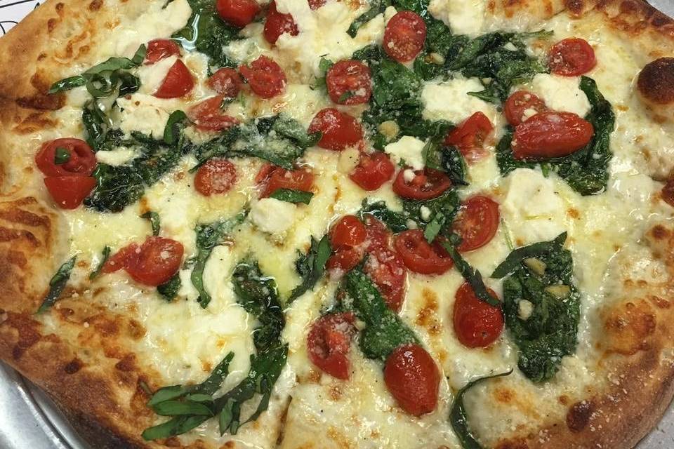 White sauce, spinach and feta
