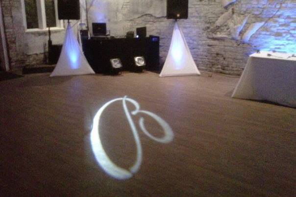 Custom Monogram with up lighting at 5Eleven Palafox in downtown Pensacola.