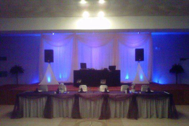 Custom Monogram on the dancefloor and up lighting