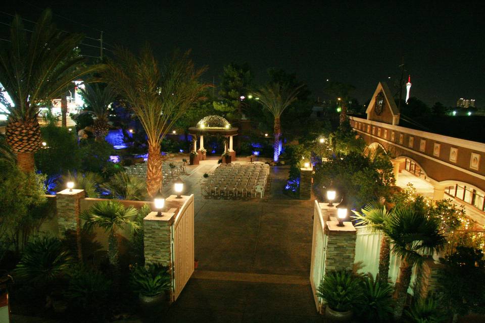 Ceremony space lit up at night