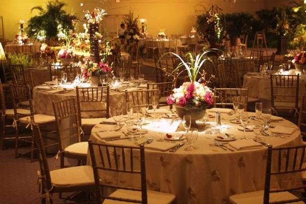 Table setting and floral centerpiece