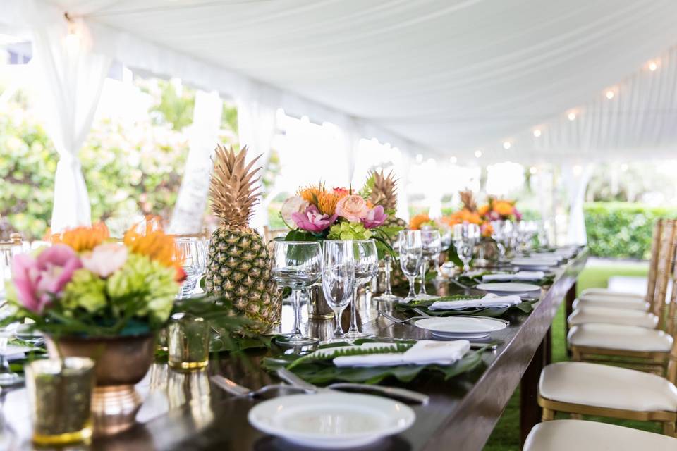 Tropical Island Tent Wedding