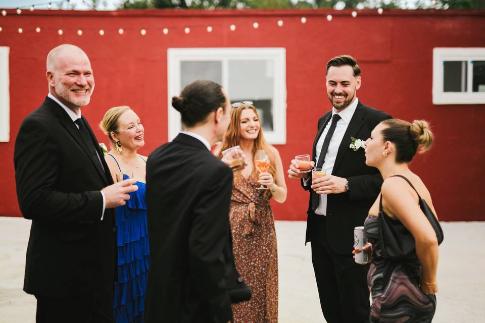Cocktail Hour Red Barn Wedding