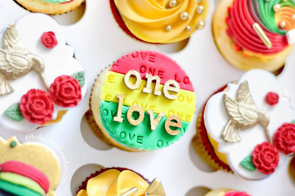 Vibrant One Love Cupcakes