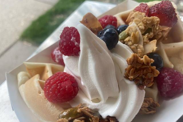 Waffle and ice cream